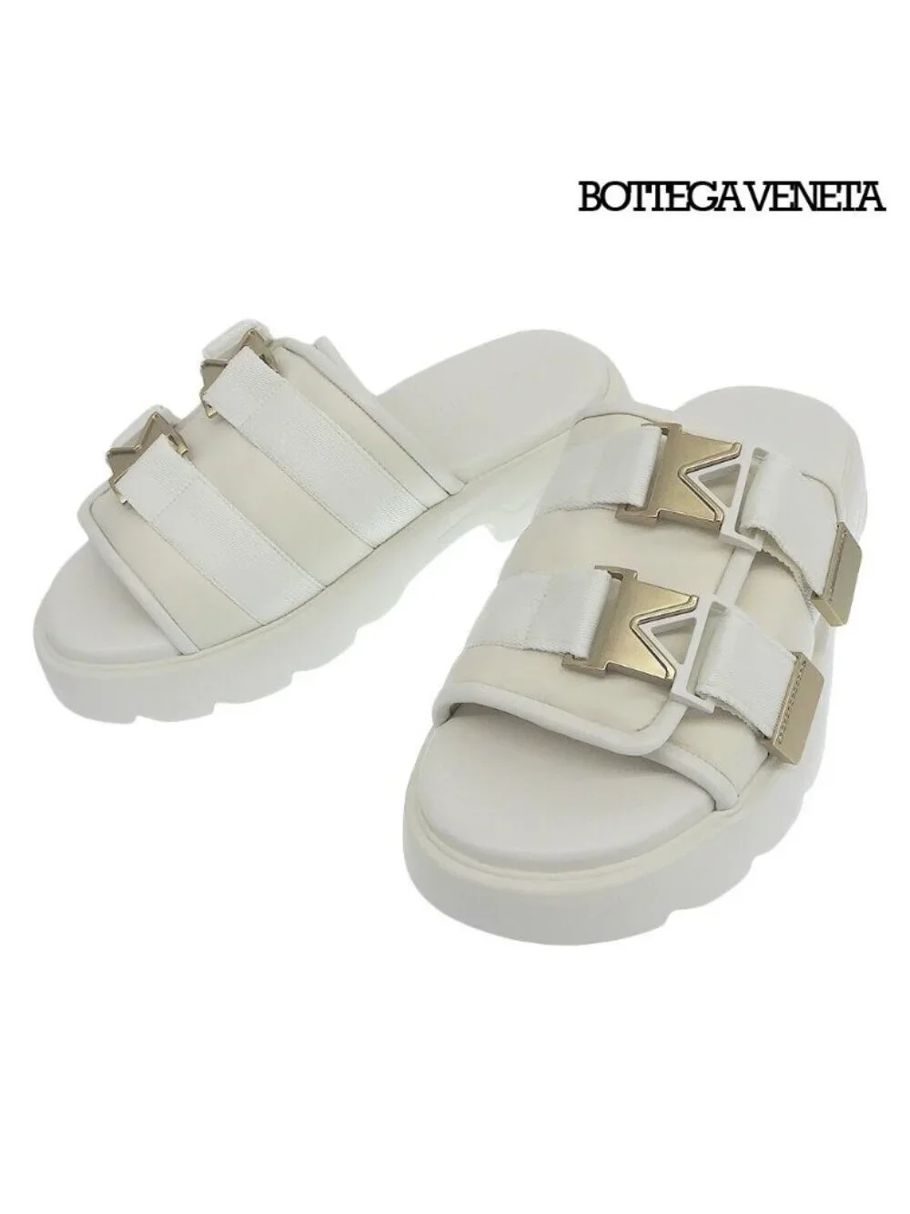 Bottega Veneta Flash Sandals Double Buckle Slide 43 Ivory Almost